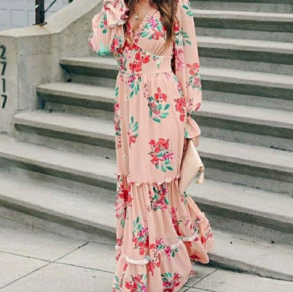 A Bit Of Whimsy Backless Ruffle Maxi Dress